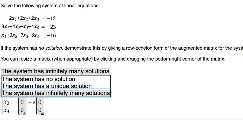 Solved Solve the following system of linear equations | Chegg.com