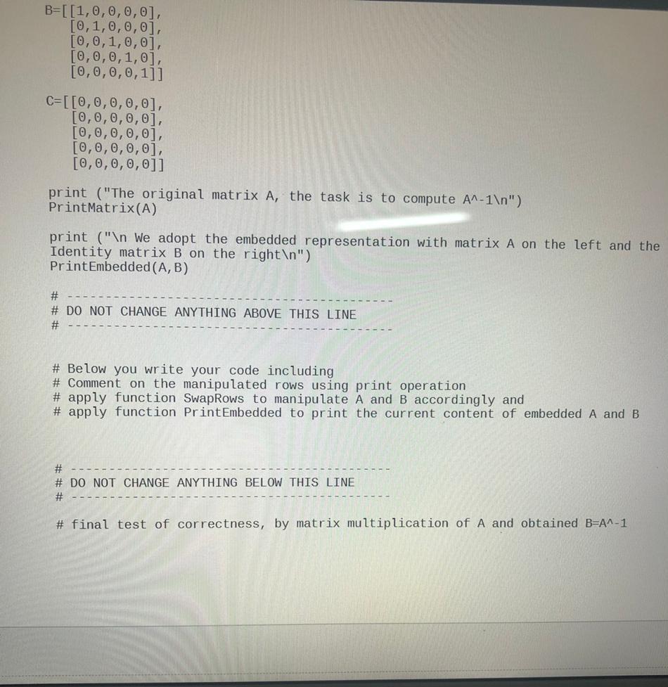 Prints the content of matrix M # def | Chegg.com