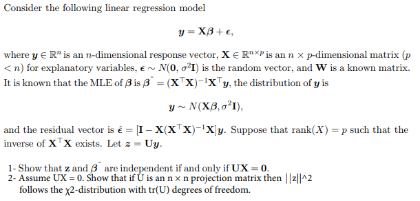 Solved Consider The Following Linear Regression Model Y X Chegg Com