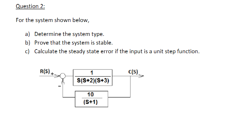 Solved Question 2: For The System Shown Below, A) Determine | Chegg.com