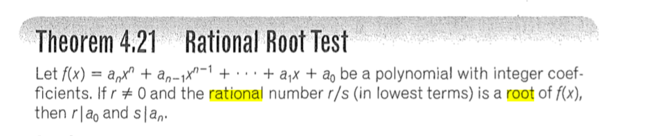 Solved 9. Verify that the Rational Root Test (Theorem 4.21) | Chegg.com