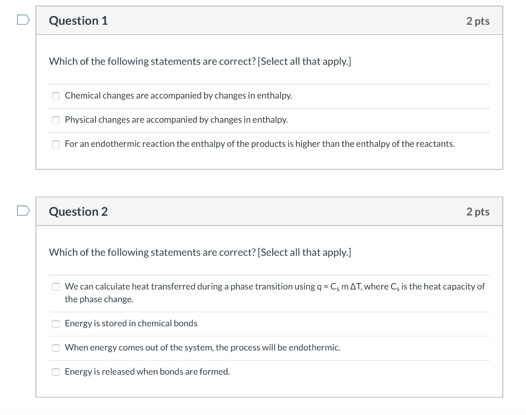 Solved Question 1 2 pts Which of the following statements | Chegg.com