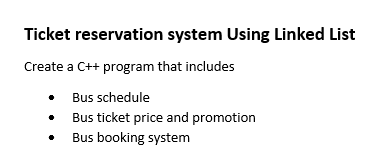 Solved Ticket reservation system Using Linked List Create a | Chegg.com
