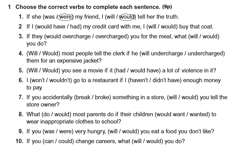 Solved 1 Choose the correct verbs to complete each sentence. | Chegg.com