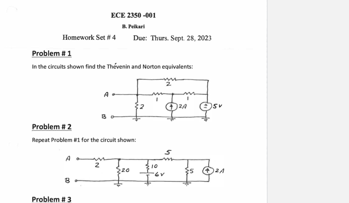 Solved In The Circuits Shown Find The Thévenin And Norton | Chegg.com