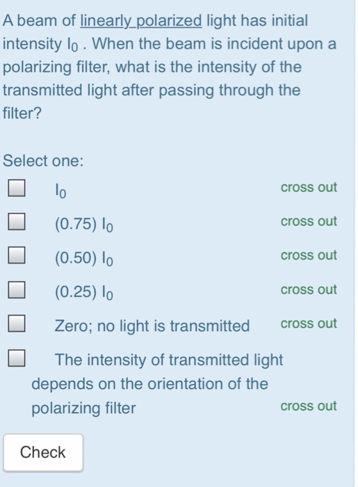 Solved A beam of linearly polarized light has initial | Chegg.com