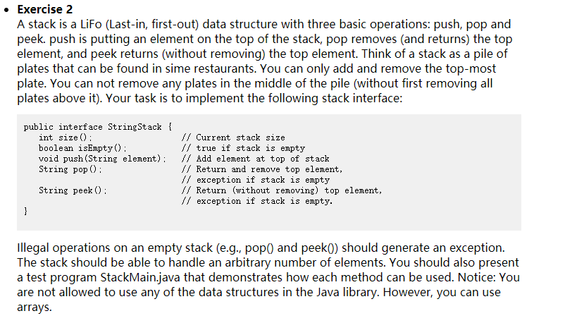 Solved text: public interface StringStack { int size(); | Chegg.com