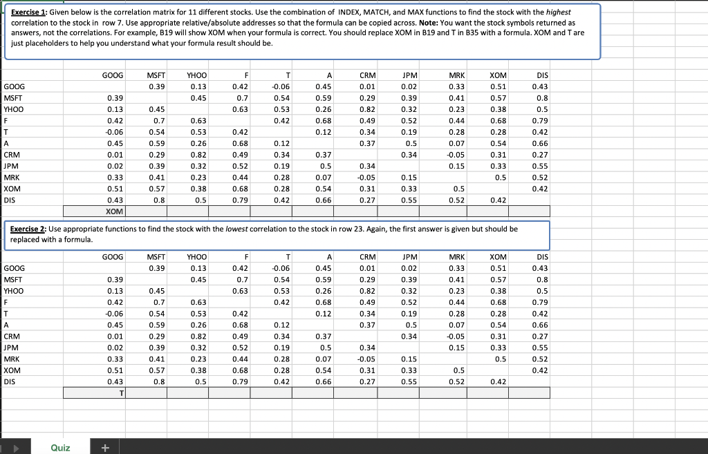 Solved Exercise 1 Given below is the correlation matrix for