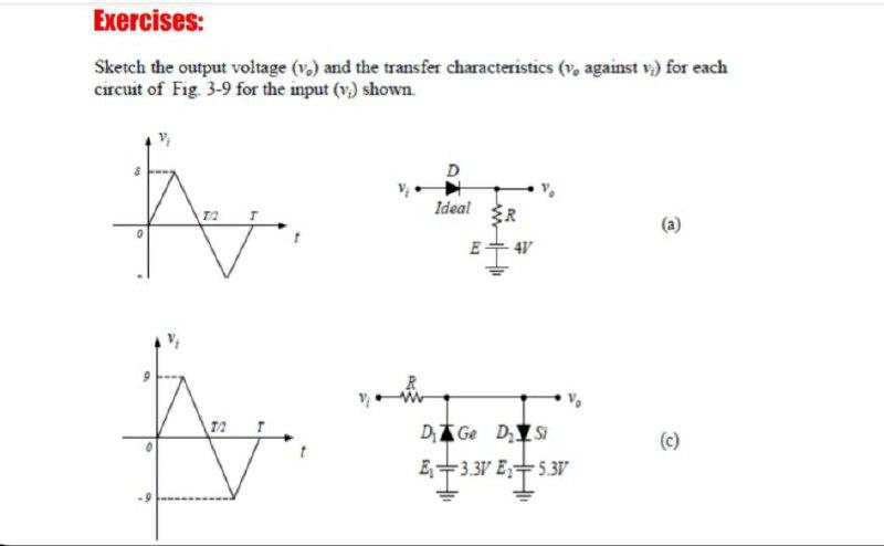 Solved Exercises: Sketch the output voltage (V.) and the | Chegg.com