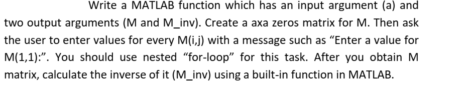 Solved Write a MATLAB function which has an input argument | Chegg.com