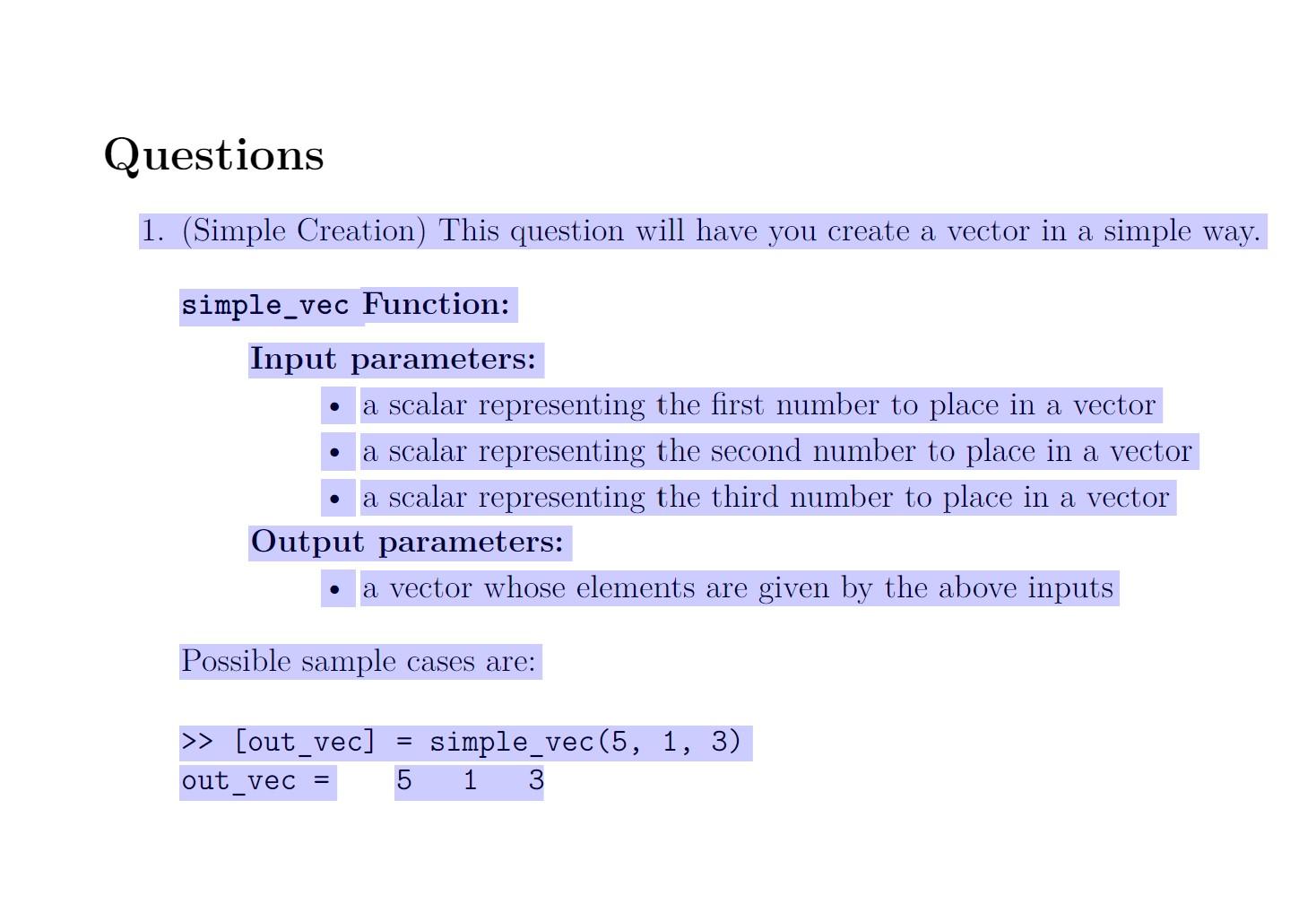 Solved Questions 1. (Simple Creation) This question will | Chegg.com