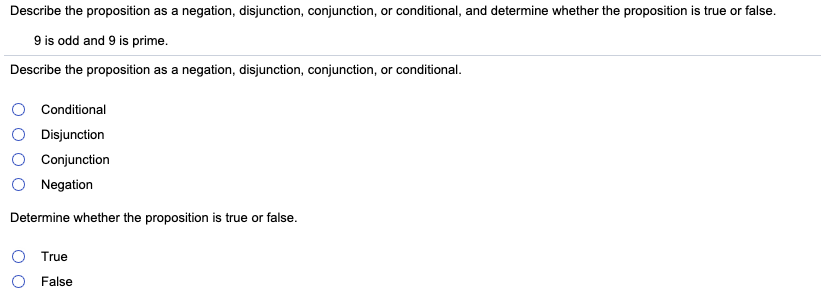 Solved Describe the proposition as a negation, disjunction, | Chegg.com