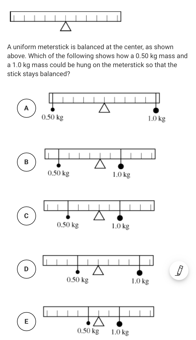 Solved A uniform meterstick is balanced at the center, as | Chegg.com