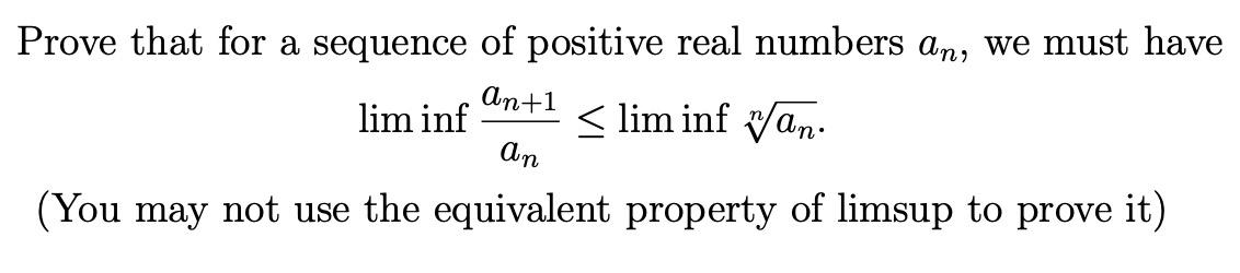 Solved Prove that for a sequence of positive real numbers | Chegg.com