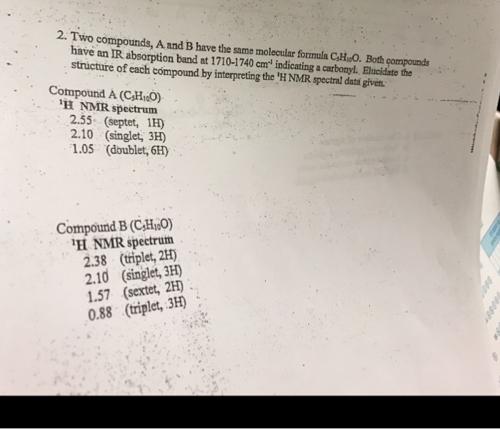Solved Two Compounds, A And B Have The Same Molecular | Chegg.com