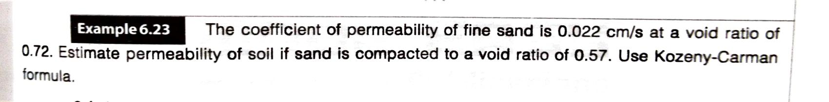 Solved Example 6.23 The coefficient of permeability of fine | Chegg.com