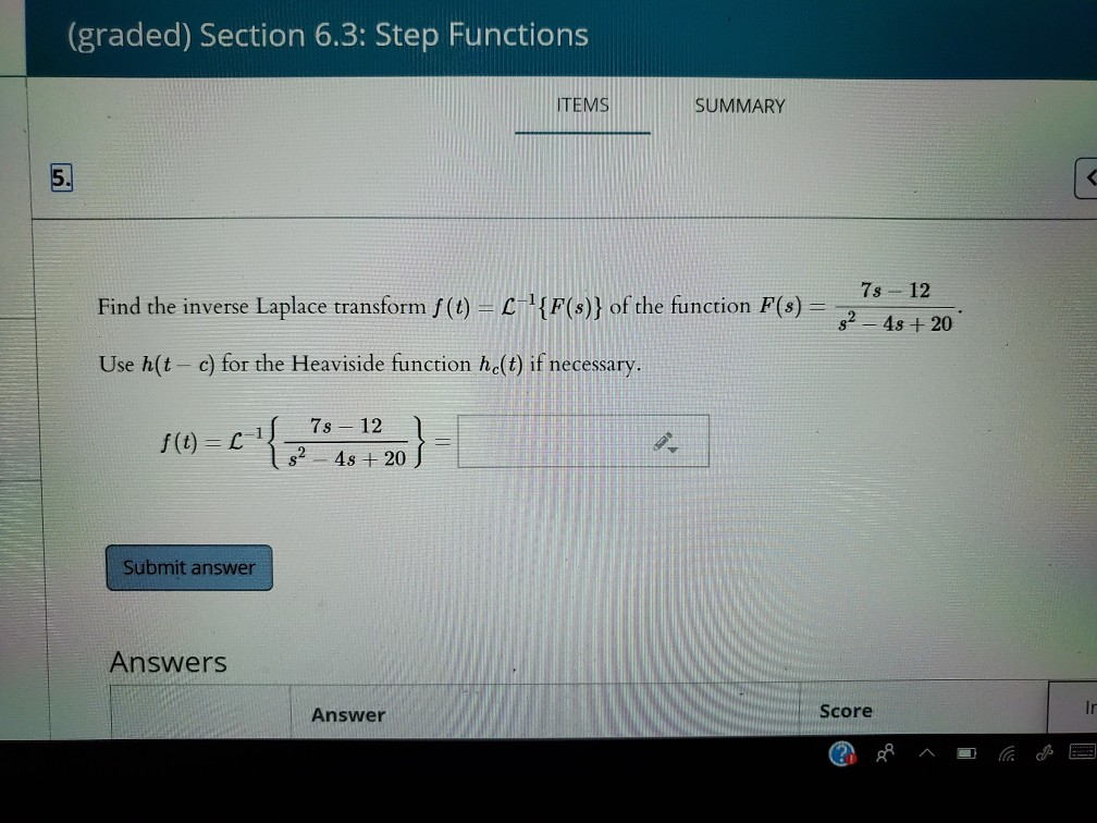Solved Graded Section 6 3 Step Functions Items Summary Chegg Com