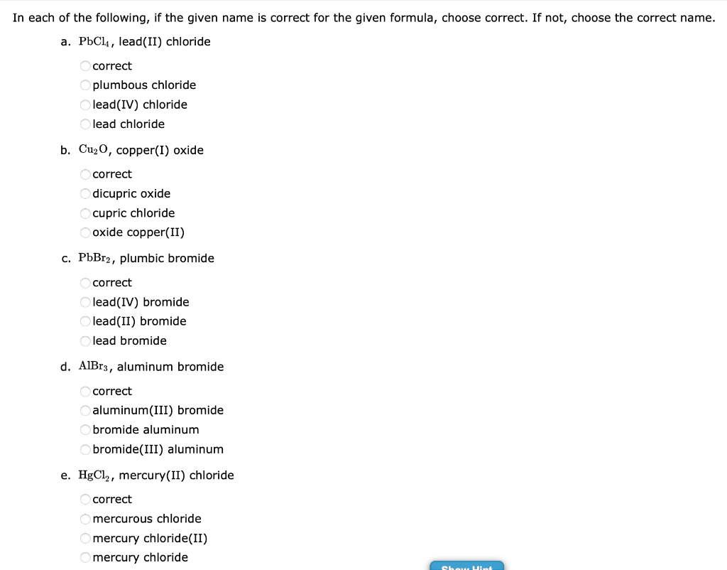 Solved n each of the following, if the given name is correct