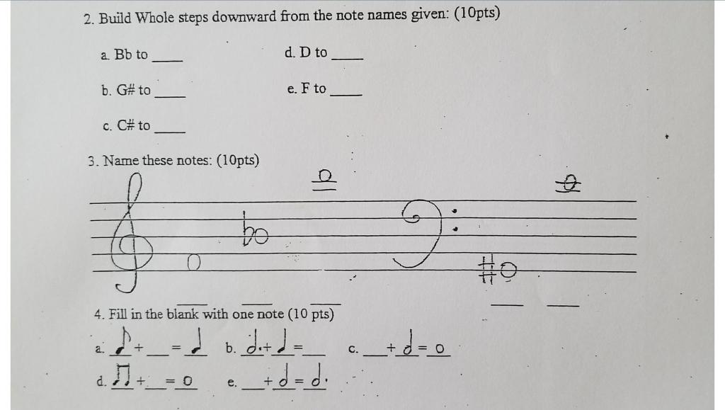 2 Build Whole Steps Downward From The Note Names Chegg Com