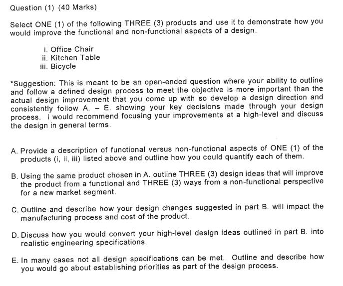 Solved Question (1) (40 Marks) Select ONE (1) of the
