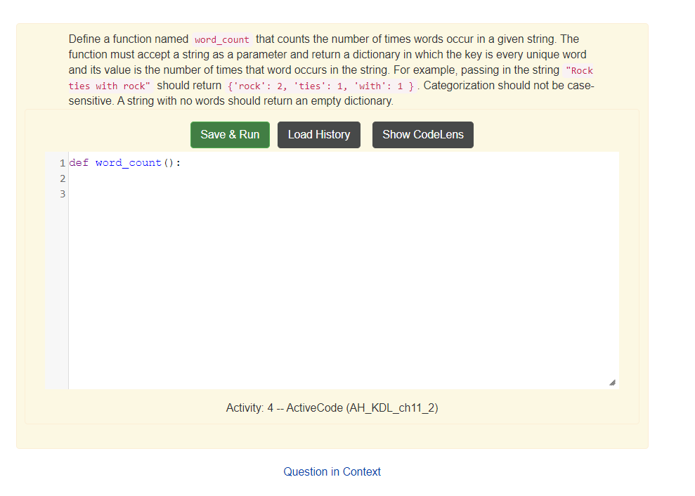 Solved In Python: Define a function named word_count that | Chegg.com