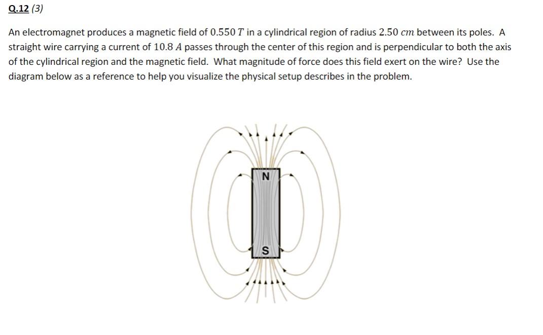Solved An electromagnet produces a magnetic field of 0.550 T | Chegg.com