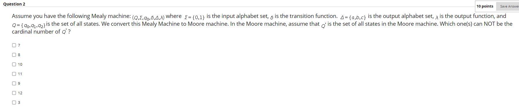 Solved Question 2 10 points Save Answe Assume you have the | Chegg.com