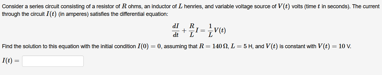 Solved Consider A Series Circuit Consisting Of A Resistor Of | Chegg.com