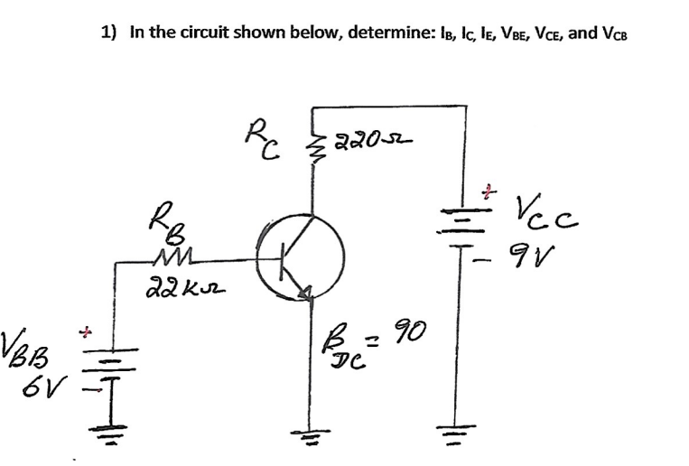 Solved 1) In The Circuit Shown Below, Determine: | Chegg.com