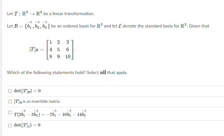 Solved Let T R3 R3 Be A Linear Transformation → → → Let B