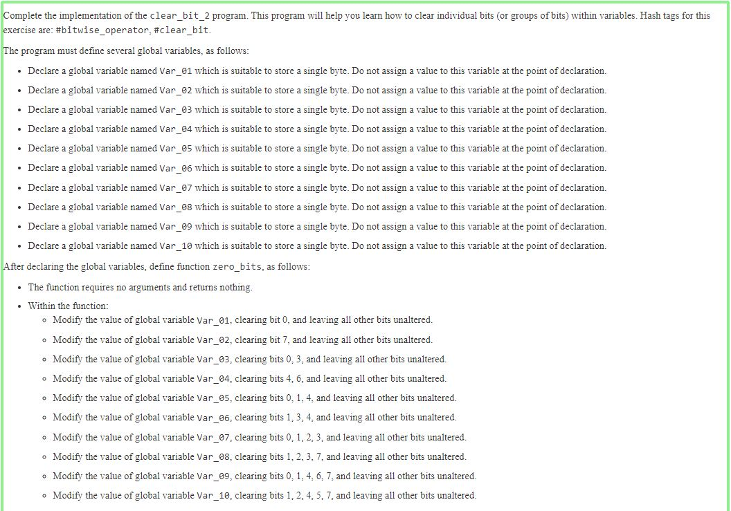 Solved Complete the implementation of the clear_bit_2 | Chegg.com