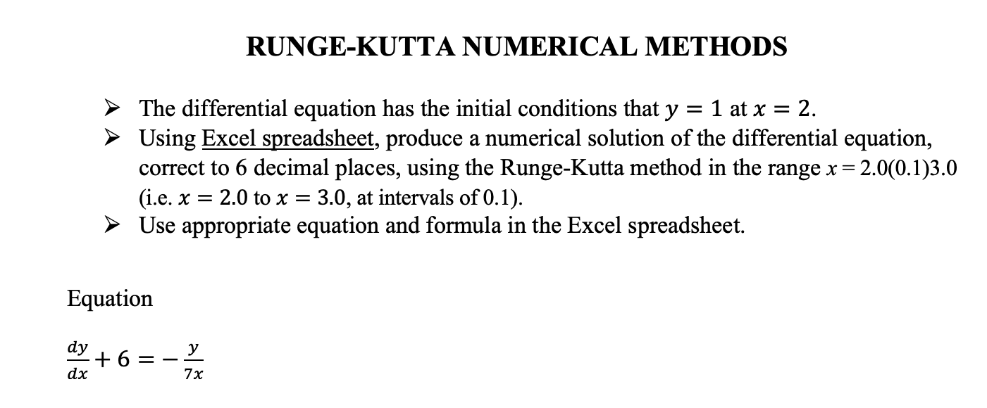 RUNGEKUTTA NUMERICAL METHODS The differential