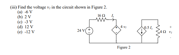 Solved (ii) Find the voltage v, in the circuit shown in | Chegg.com
