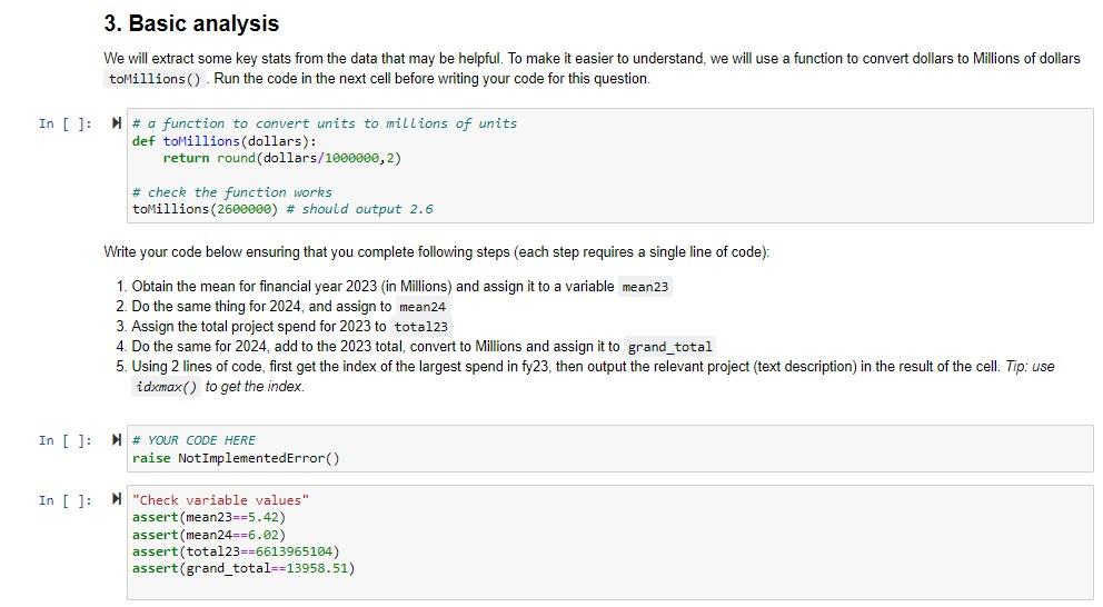 3. Basic Analysis We Will Extract Some Key Stats From | Chegg.com