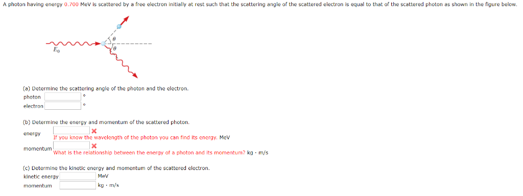 Solved A photon having energy 0.700 MeV is scattered by a | Chegg.com