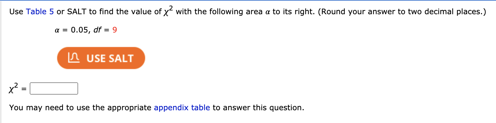 Solved Use Table 5 or SALT to find the value of x2 with the | Chegg.com
