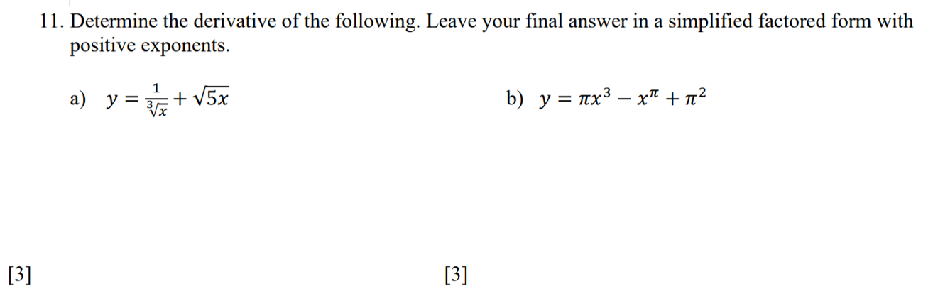 Solved 11. Determine the derivative of the following. Leave | Chegg.com