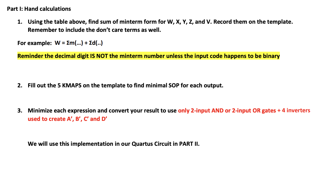 Solved circuit is below. Code Table:art I: Hand calculations | Chegg.com