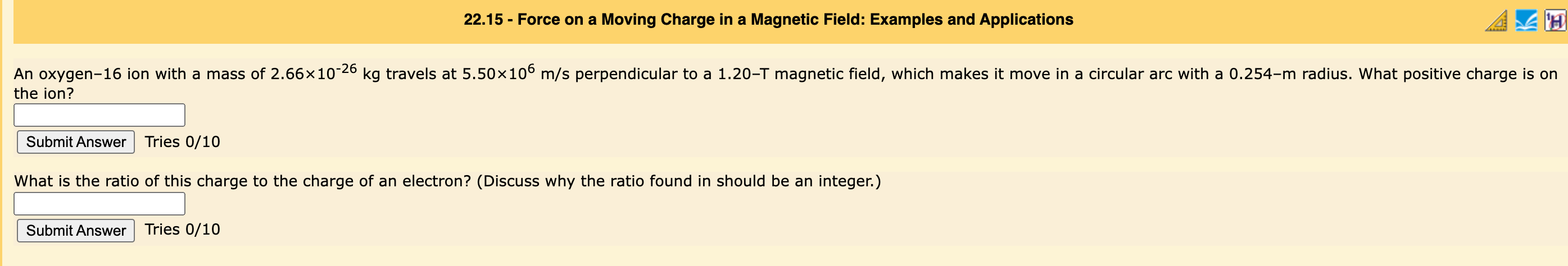 Solved 22.15 - Force on a Moving Charge in a Magnetic Field: | Chegg.com