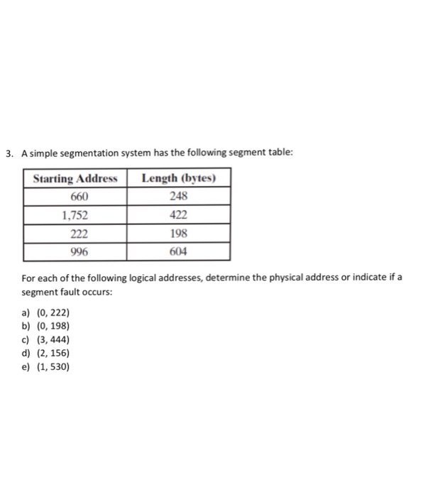 Solved A simple segmentation system has the following | Chegg.com