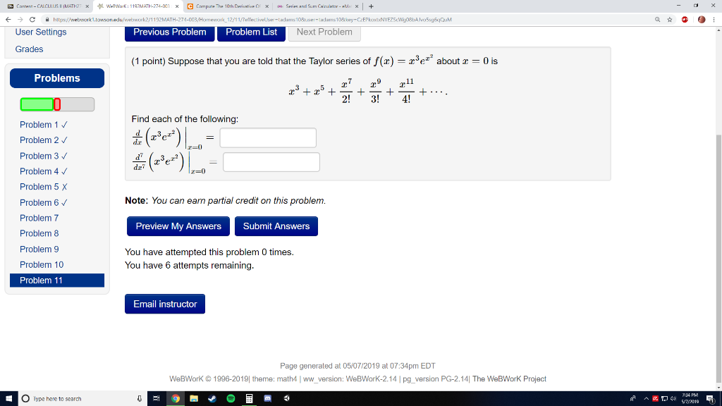 Solved (1 point) Suppose that you are told that the Taylor | Chegg.com