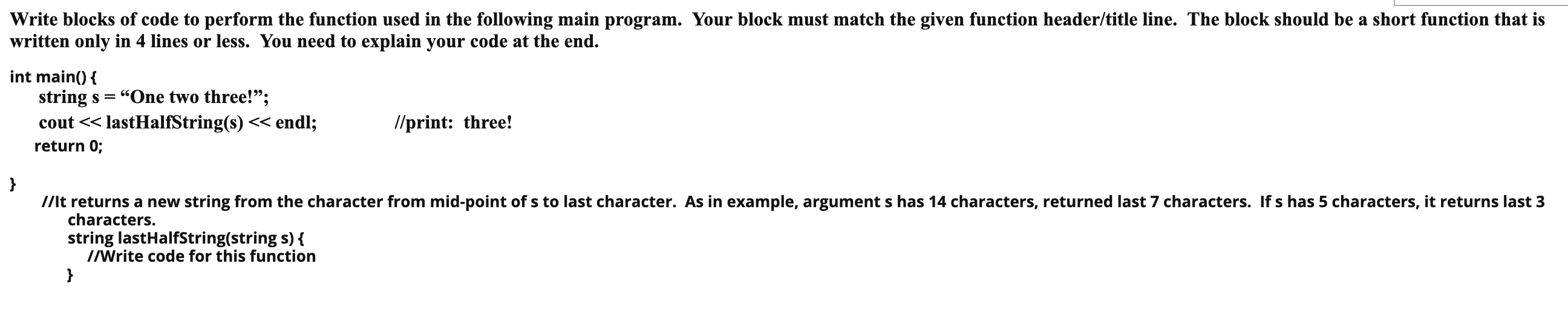 Solved Write blocks of code to perform the function used in | Chegg.com