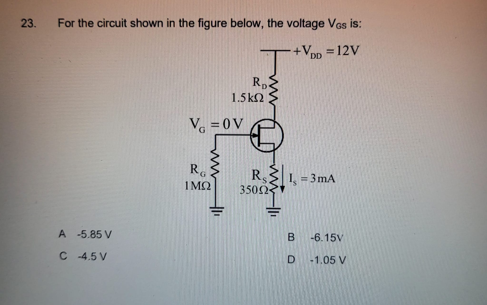 Solved 23. For the circuit shown in the figure below, the | Chegg.com