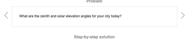 Solved Problem What are the zenith and solar elevation | Chegg.com