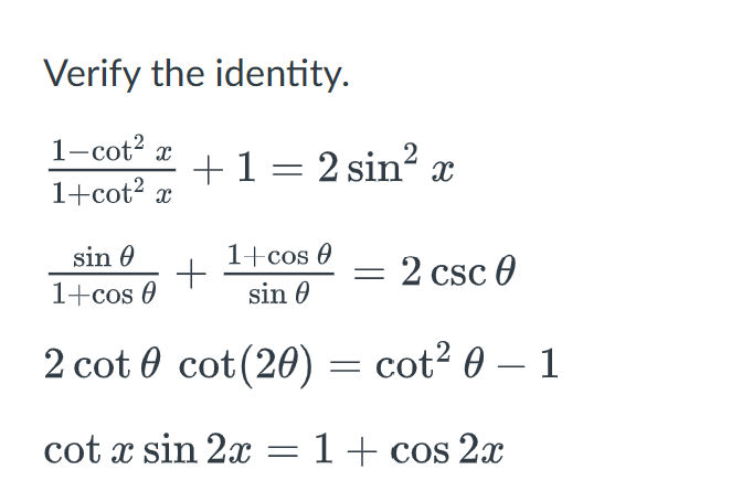 Solved Verify The Identity. 