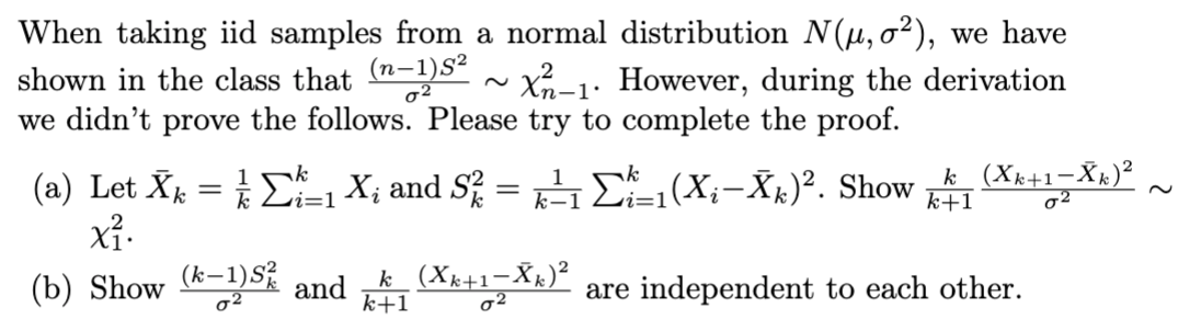 Solved When taking iid samples from a normal distribution | Chegg.com