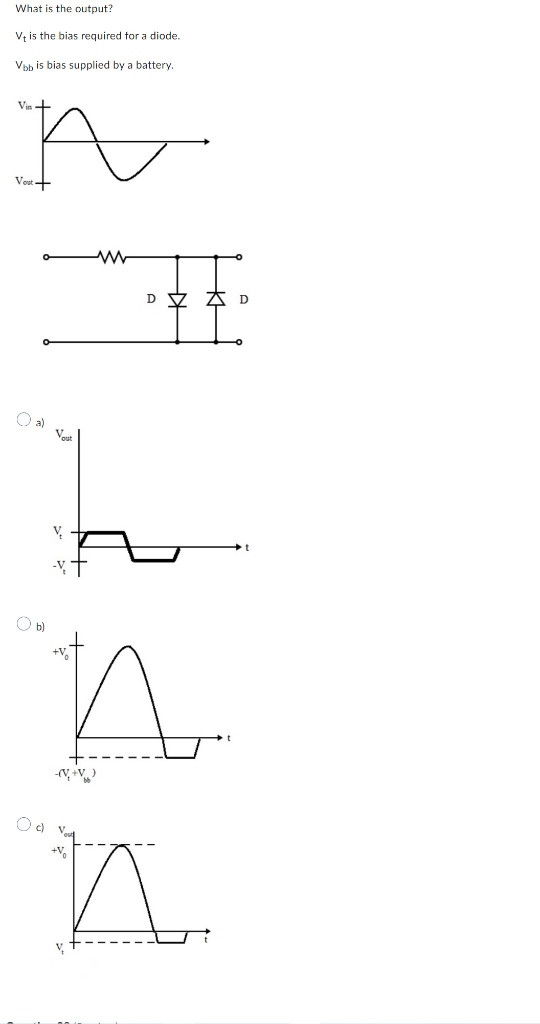 Solved What is the output? Vt is the bias required tor a | Chegg.com