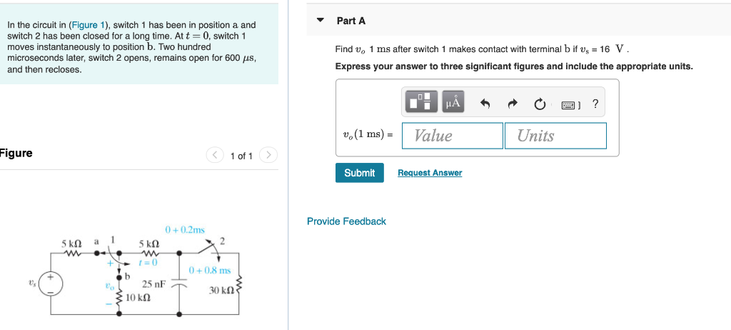 Solved Part A In the circuit in (Figure 1), switch 1 has | Chegg.com