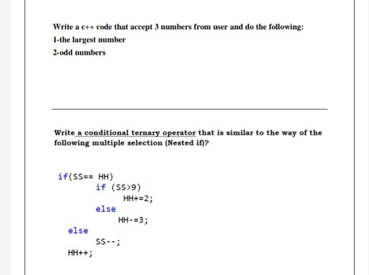 Solved Write a program to read two numbers and exchange them | Chegg.com