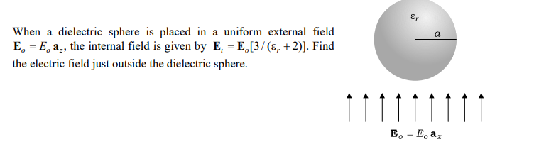 Solved Er When a dielectric sphere is placed in a uniform | Chegg.com